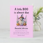 Halloween Roze Kleine Boo Ghost Meisje Baby shower Kaart (Staand voorkant)