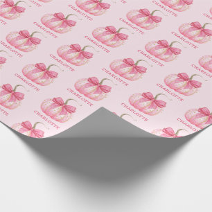Halloween Roze Pompoen Coquette Bow Gepersonalisee Cadeaupapier