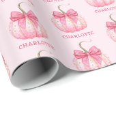 Halloween Roze Pompoen Coquette Bow Gepersonalisee Cadeaupapier (Rol Hoek)