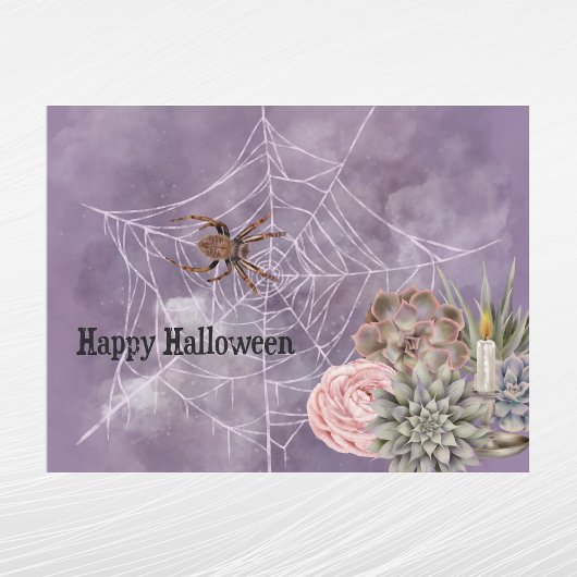 Halloween roze Rose Spider Web Succulents Candle Feestdagenkaart