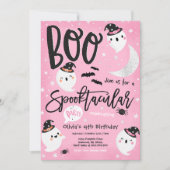 Halloween Roze Schattigee Geest Verjaardag Spookta Kaart (Voorkant)