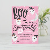 Halloween Roze Schattigee Geest Verjaardag Spookta Kaart (Staand voorkant)