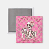 Halloween Roze Skelet Koffie  Magneet (Voorkant / Achterkant)