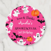 Halloween roze spookachtige spooktacular verjaarda bedankjes labels (Voorkant)