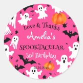 Halloween roze spookachtige spooktacular verjaarda ronde sticker (Voorkant)