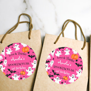 Halloween roze spookachtige spooktacular verjaarda ronde sticker