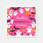 Halloween roze spookachtige spooktacular verjaarda servet (Voorkant)