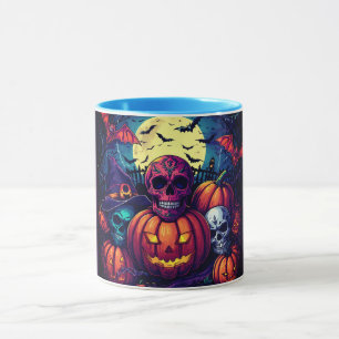 Halloween Roze Suiker Schedel Pompoen ,Spookachtig Mok