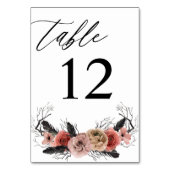 Halloween Roze & Zwarte Bloem Tafelnummer (Achterkant)