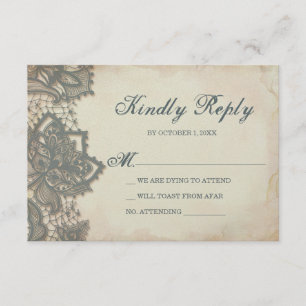Halloween RSVP-kaart - Gothic Lace RSVP Kaartje