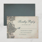 Halloween RSVP-kaart - Gothic Lace RSVP Kaartje (Voorkant / Achterkant)