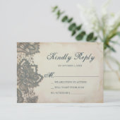 Halloween RSVP-kaart - Gothic Lace RSVP Kaartje (Staand voorkant)