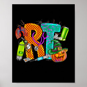 Halloween RT Respiratory Therapist spooky RT-pomp Poster
