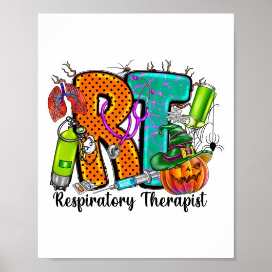 Halloween RT Respiratory Therapist Spooky RT Pumpk Poster (Voorkant)