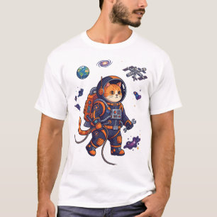 Halloween Ruimtevaartkat Sleutel Ruimtestation T-shirt
