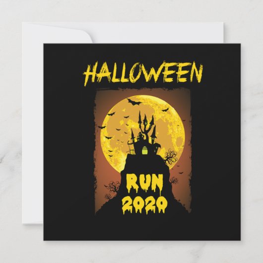 Halloween run 2020 Spooky Bats Moon Horror Gift Kaart (Voorkant)