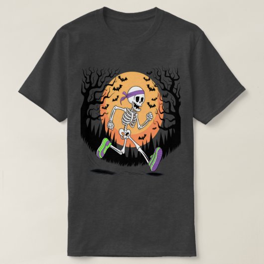 Halloween Runner Skeleton: Graphic Fitness-liefheb T-shirt (Design voorkant)