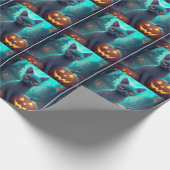 Halloween Russisch blauw Kat met pompoenen eng Cadeaupapier (Hoek)