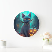 Halloween Russisch blauw Kat met pompoenen eng Grote Klok (Huis)