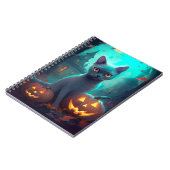 Halloween Russisch blauw Kat met pompoenen eng Notitieboek (Linkerzijde)
