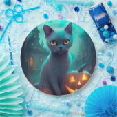 Halloween Russisch blauw Kat met pompoenen eng Papieren Bordje (Feest)