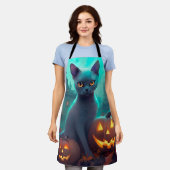 Halloween Russisch blauw Kat met pompoenen eng Schort (Gedragen)