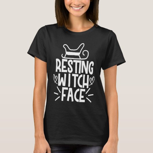 Halloween Rustend Heksengezicht T-shirt (Voorkant)