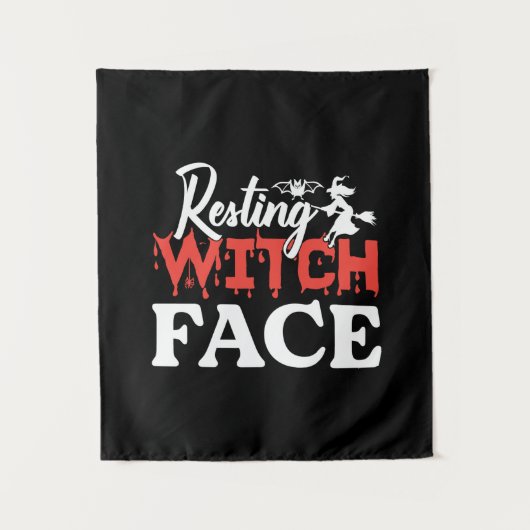 Halloween Rustende Heks Gezicht Verjaardag Wandkleed (Voorkant)