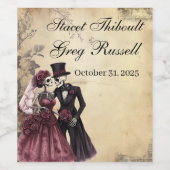 Halloween Rustic Gothic Skeleton Adres Label Wijn Etiket (Enkel label)