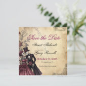 Halloween Rustic Gothic Skeleton Bewaar de datum Kaart (Staand voorkant)