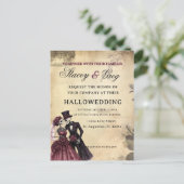 Halloween rustieke gotische skelet bruiloft briefkaart (Staand voorkant)