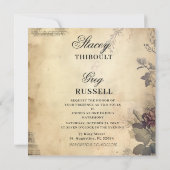 Halloween rustieke gotische skelet bruiloft kaart (Achterkant)