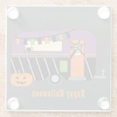 Halloween RV Camper Glazen Onderzetter (Achterkant)