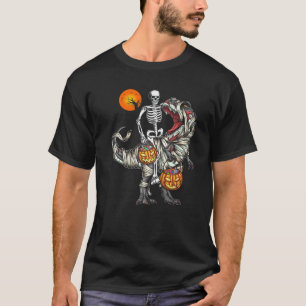 Halloween S Skeleton Riding Mmy Dinosaur T Rex F T-shirt