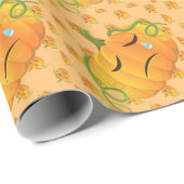 Halloween Sad Pompoen Naadloos Patroon Cadeaupapier (Rol Hoek)