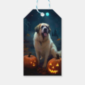 Halloween Saint Bernard met pompoenen eng Cadeaulabel (Voorkant)