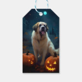 Halloween Saint Bernard met pompoenen eng Cadeaulabel (Achterkant)