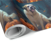 Halloween Saint Bernard met pompoenen eng Cadeaupapier (Rol Hoek)