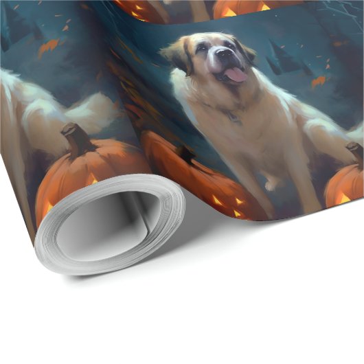 Halloween Saint Bernard met pompoenen eng Cadeaupapier (Rol Hoek)
