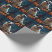 Halloween Saint Bernard met pompoenen eng Cadeaupapier (Hoek)