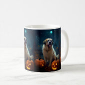 Halloween Saint Bernard met pompoenen eng Koffiemok (Voorkant rechts)