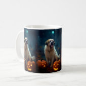 Halloween Saint Bernard met pompoenen eng Koffiemok (Voorkant links)