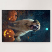 Halloween Saint Bernard met pompoenen eng Legpuzzel (Horizontaal)