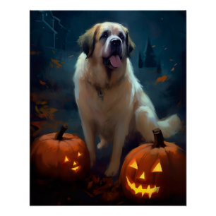 Halloween Saint Bernard met pompoenen eng Perfect Poster