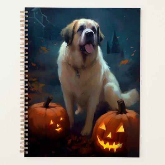 Halloween Saint Bernard met pompoenen eng Planner (Voorkant)