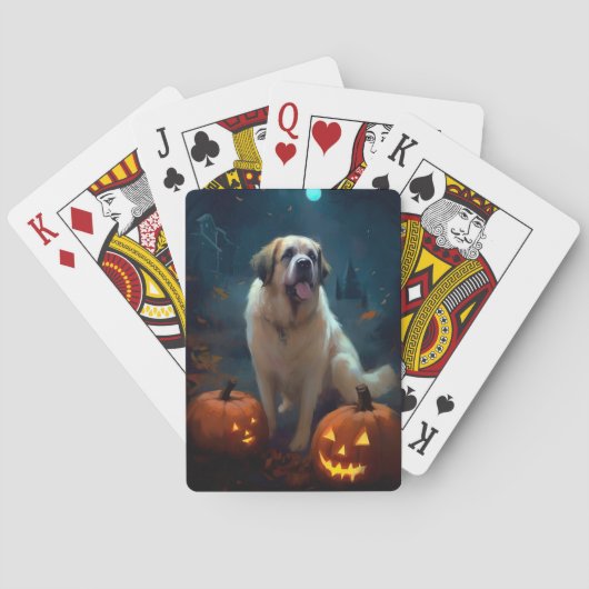 Halloween Saint Bernard met pompoenen eng Pokerkaarten (Achterkant)