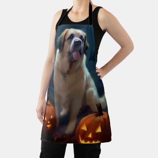 Halloween Saint Bernard met pompoenen eng Schort (Insitu)