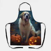 Halloween Saint Bernard met pompoenen eng Schort (Voorkant)