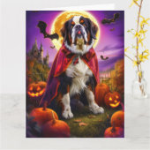 Halloween Saint Bernard Vampire Pumpkins eng Kaart (Gele Bloem)