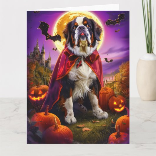 Halloween Saint Bernard Vampire Pumpkins eng Kaart (Voorkant)